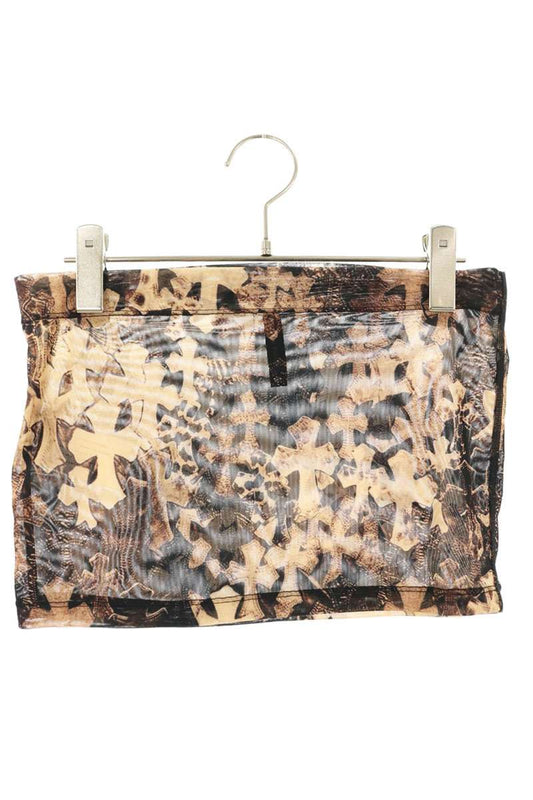 Chrome Hearts Sheer Cross Pattern Top Brown/Black Size XS