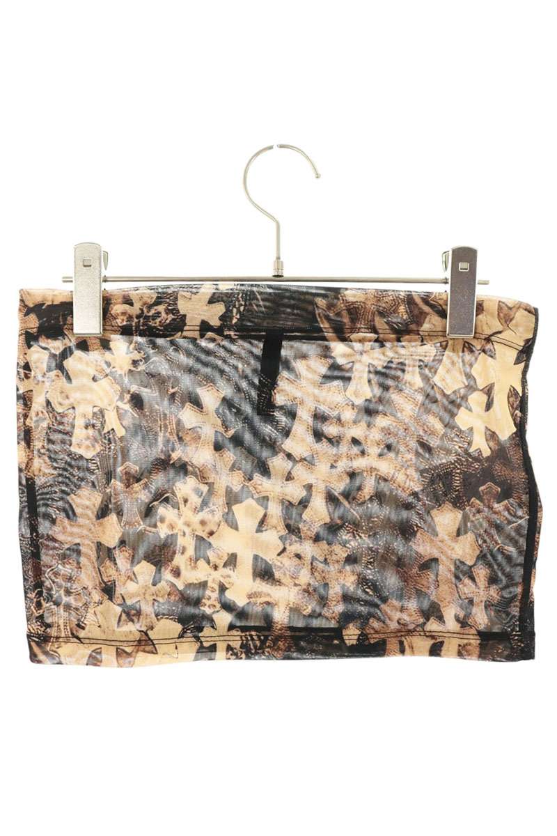 Chrome Hearts Sheer Cross Pattern Top Brown/Black Size XS