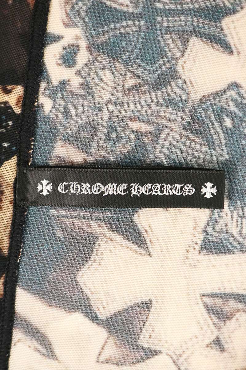 Chrome Hearts Sheer Cross Pattern Top Brown/Black Size XS