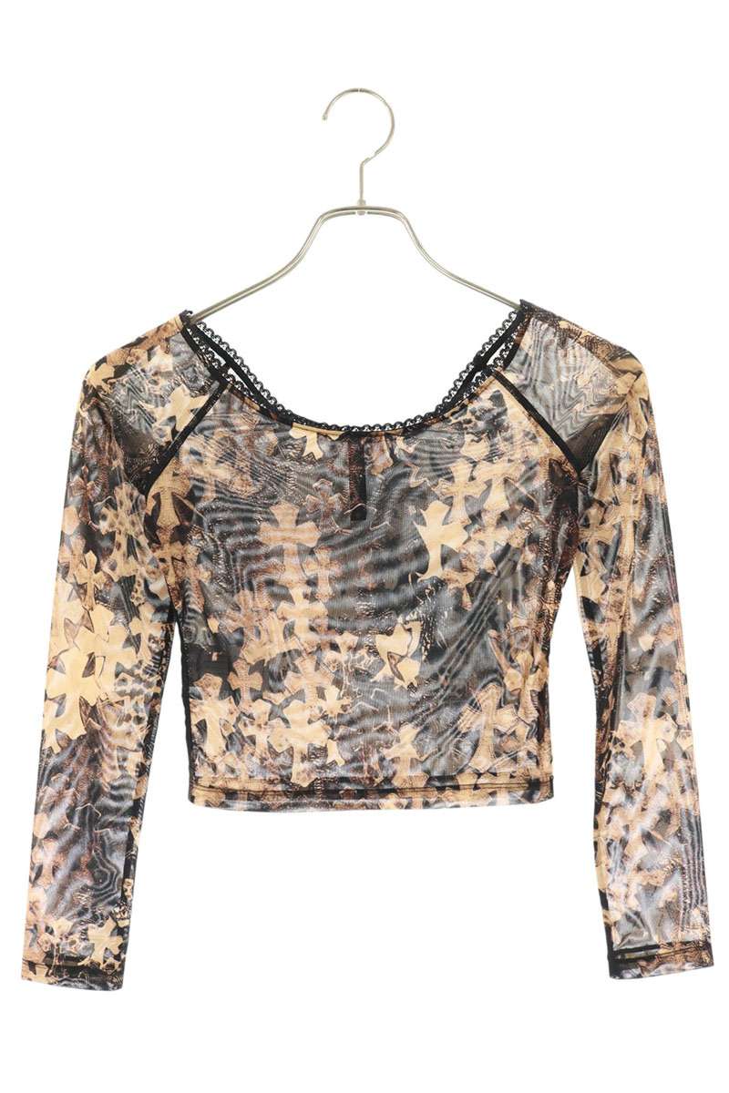 Chrome Hearts Cross Pattern Sheer Sleeve Bodysuit Size XS
