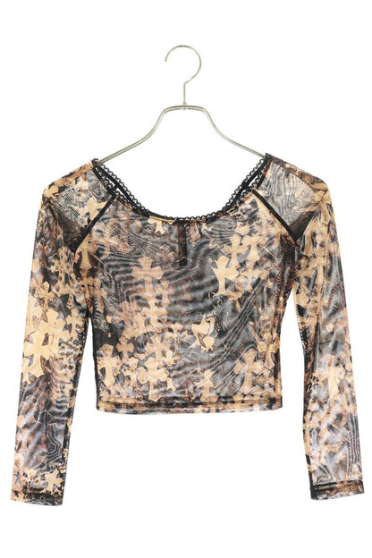 Chrome Hearts Cross Pattern Sheer Sleeve Bodysuit Size XS