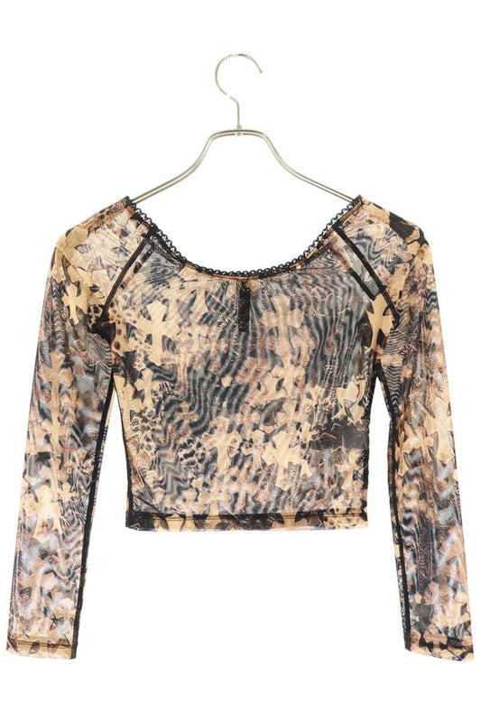 Chrome Hearts Cross Pattern Sheer Sleeve Bodysuit Size XS