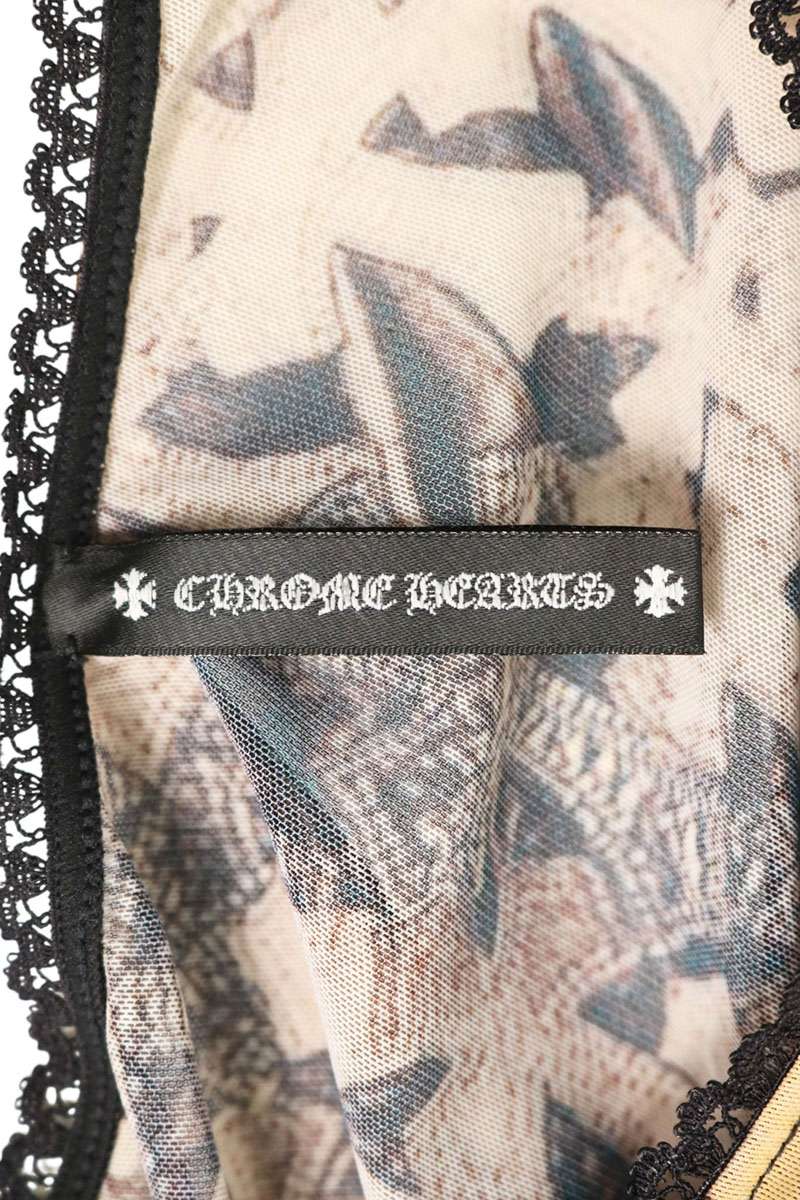 Chrome Hearts Cross Pattern Sheer Sleeve Bodysuit Size XS