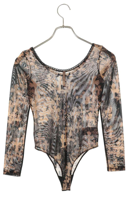 Chrome Hearts Sheer Long Sleeve Cross Print Bodysuit Multi Size XS