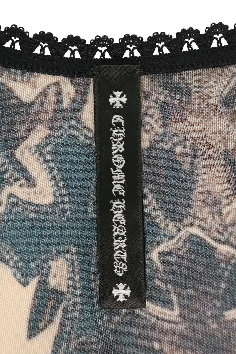 Chrome Hearts SHEER MESH Cemetery Lace Bodysuit Brown Size S