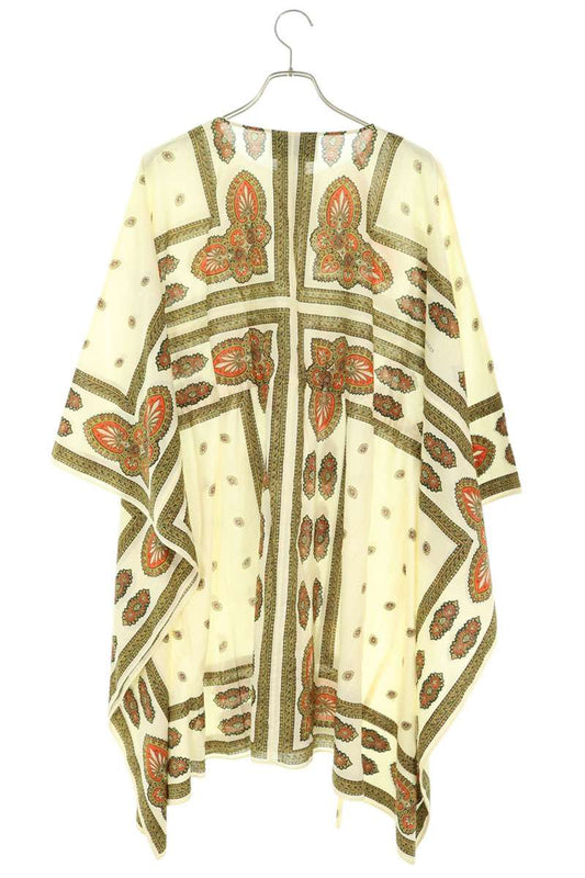 Gucci Beige Patterned Cotton Poncho Size 40