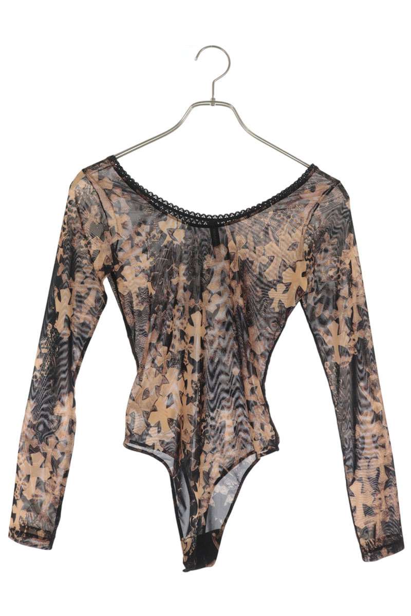 Chrome Hearts Cross Print Sheer Long Sleeve Brown Black Size XS