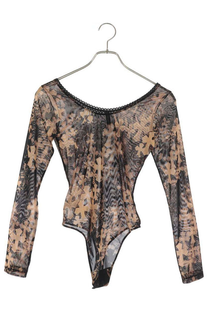 Chrome Hearts Cross Print Sheer Long Sleeve Brown Black Size XS
