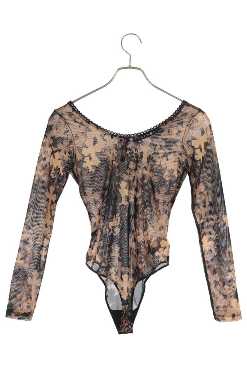 Chrome Hearts Cross Print Sheer Long Sleeve Brown Black Size XS