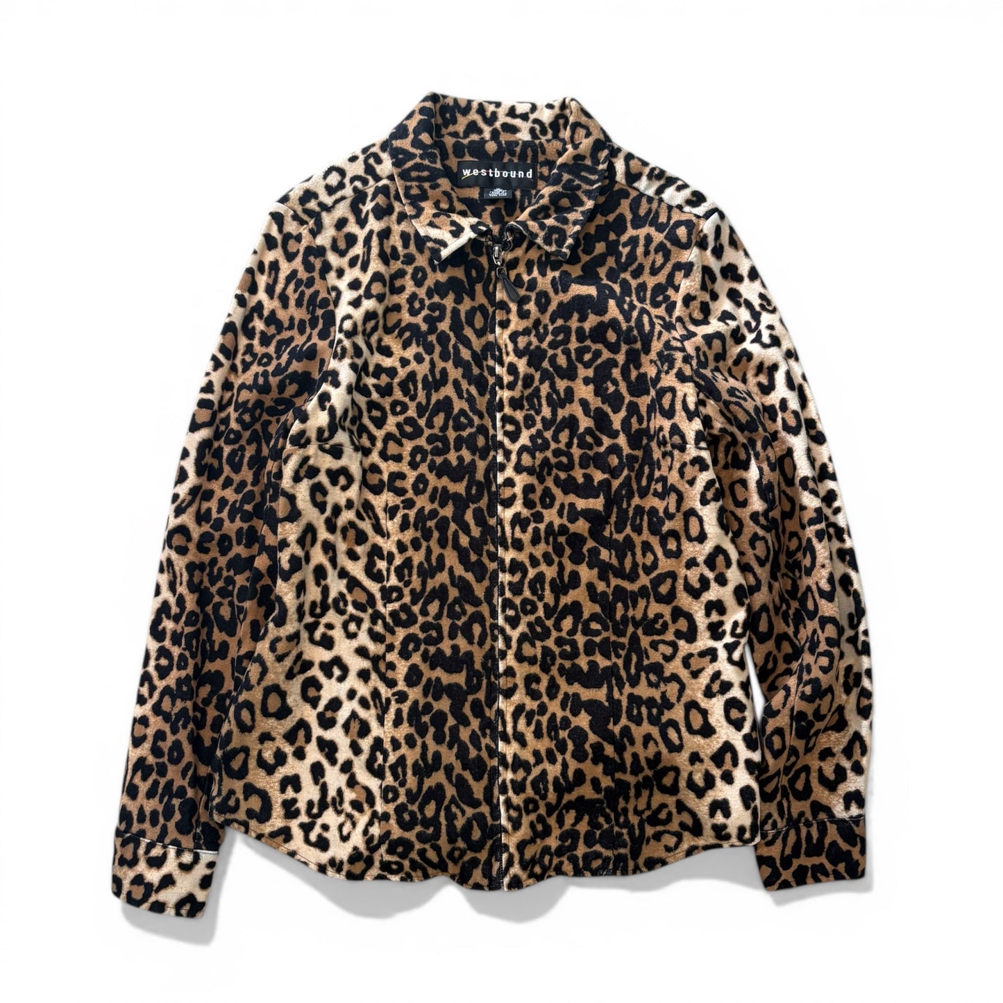 Vintage Leopard Zip Jacket Rayon Blend Multi Size 12