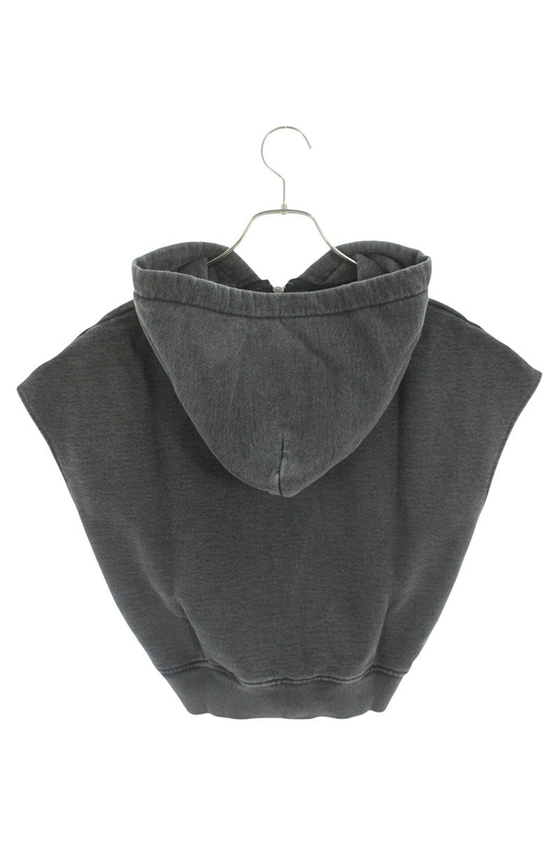 Japanese Brand Sleeveless Zip Cotton Hoodie Black Size FREE