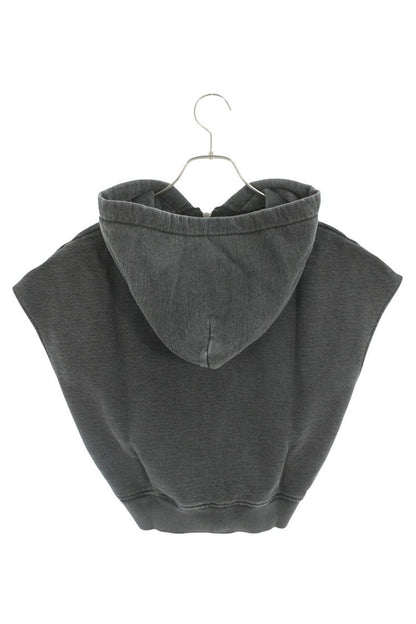 Japanese Brand Sleeveless Zip Cotton Hoodie Black Size FREE