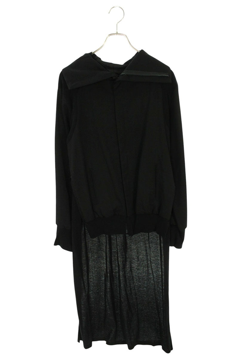 Yohji Yamamoto Asymmetrical Slit Wool Hoodie Black Size 1