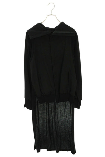 Yohji Yamamoto Asymmetrical Slit Wool Hoodie Black Size 1