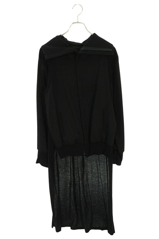 Yohji Yamamoto Asymmetrical Slit Wool Hoodie Black Size 1