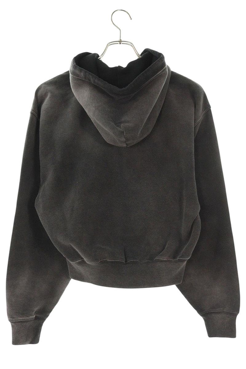Alexander Wang Gray Rhinestone Zip Cotton Hoodie Size XXS