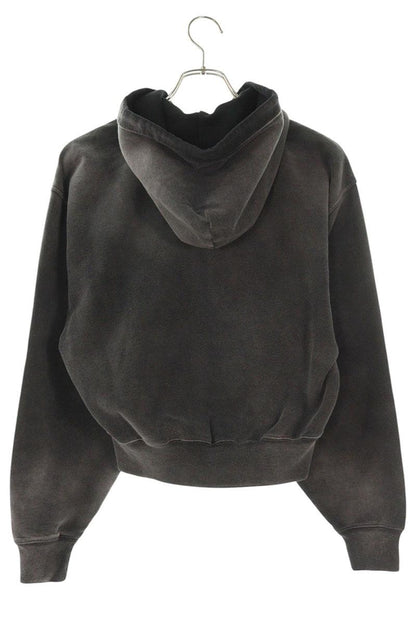 Alexander Wang Gray Rhinestone Zip Cotton Hoodie Size XXS