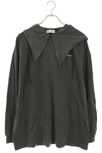 Balenciaga 17AW Crinkled Logo Collared Hoodie Gray Size S