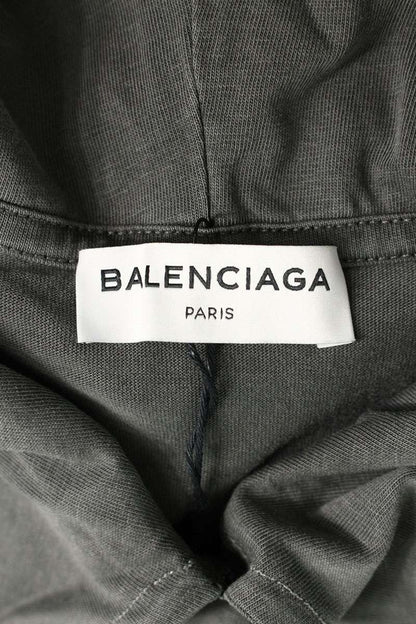 Balenciaga 17AW Crinkled Logo Collared Hoodie Gray Size S