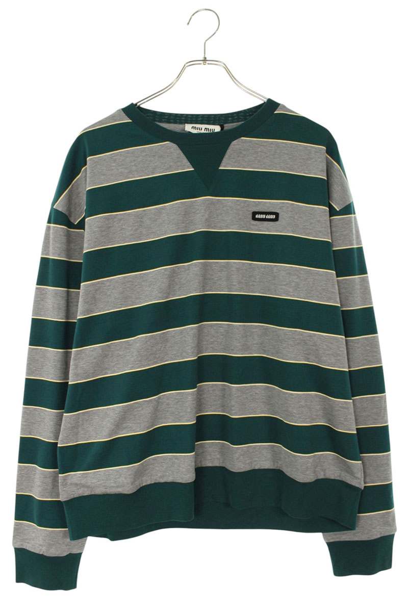 Miu Miu 26SS Stripe Jersey Green Yellow Sweatshirt Size M