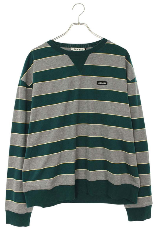 Miu Miu 26SS Stripe Jersey Green Yellow Sweatshirt Size M