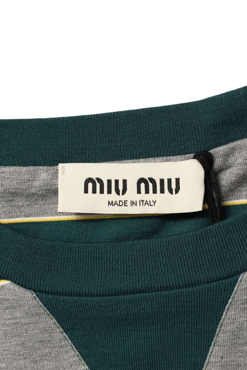 Miu Miu 26SS Stripe Jersey Green Yellow Sweatshirt Size M