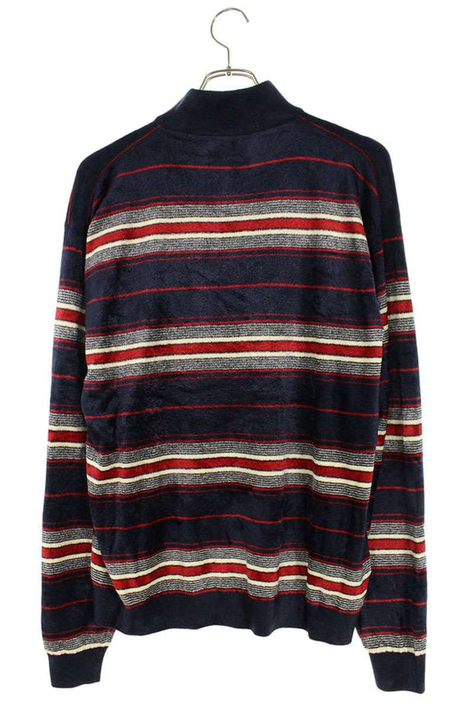 Miu Miu Chenille Half-Zip Sweatshirt Navy White Size 40