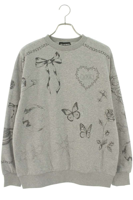 Japanese Brand Tattoo Logo Print Gray Sweatshirt Size FREE
