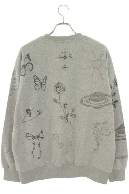 Japanese Brand Tattoo Logo Print Gray Sweatshirt Size FREE