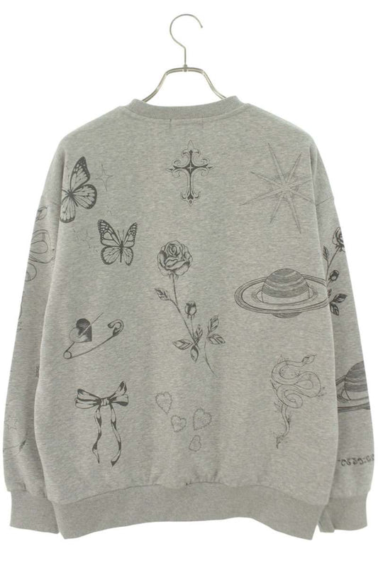 Japanese Brand Tattoo Logo Print Gray Sweatshirt Size FREE