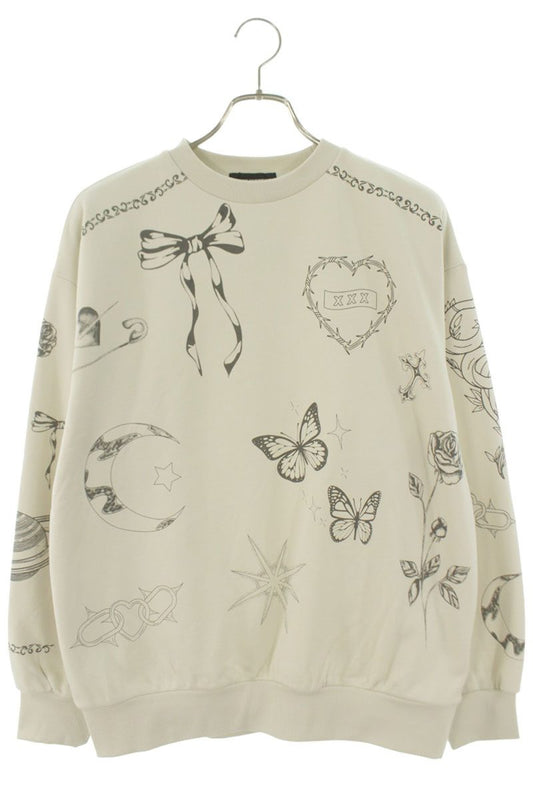 Japanese Brand Tattoo Logo Print Sweatshirt White Size FREE
