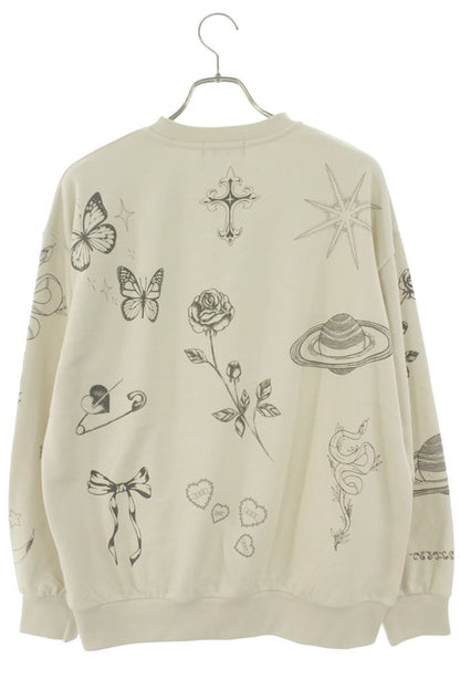 Japanese Brand Tattoo Logo Print Sweatshirt White Size FREE