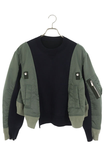 Sacai Green Nylon Twill Sponge Sweatshirt Size 3