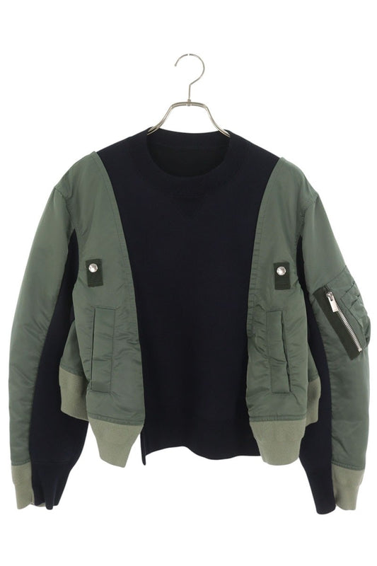 Sacai Green Nylon Twill Sponge Sweatshirt Size 3