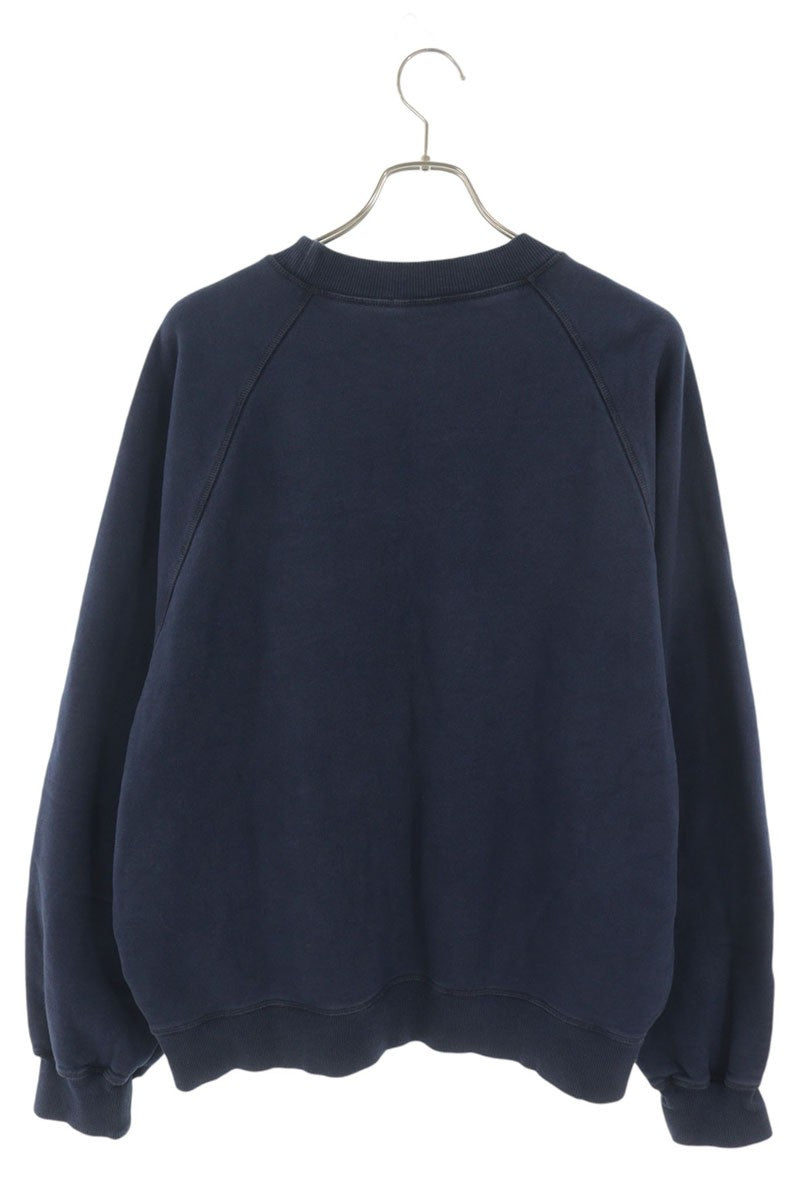 Miu Miu Logo Crew Neck Cotton Sweatshirt Navy Size S