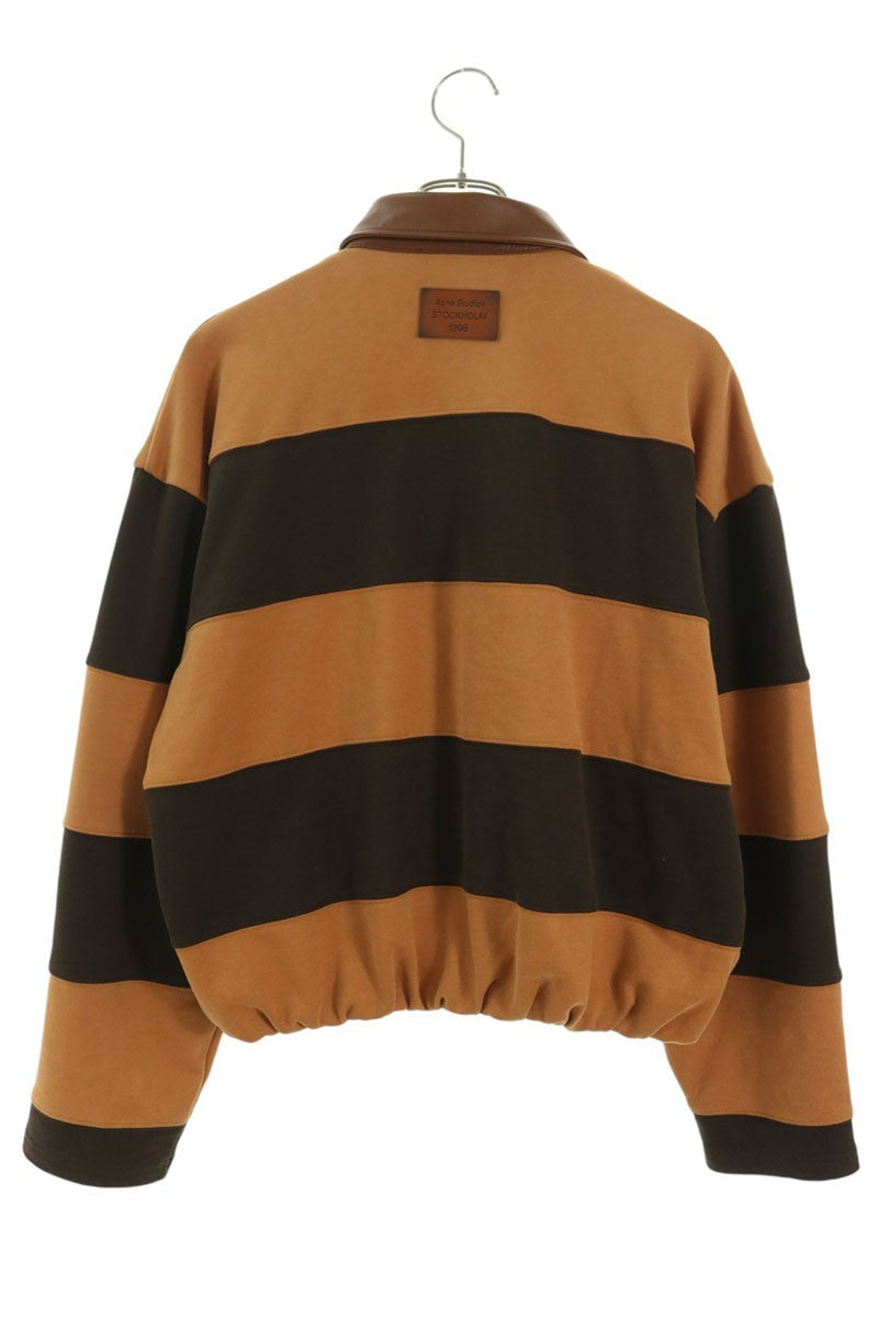 Acne Studios Cotton Cropped Striped Polo Sweatshirt Size XS