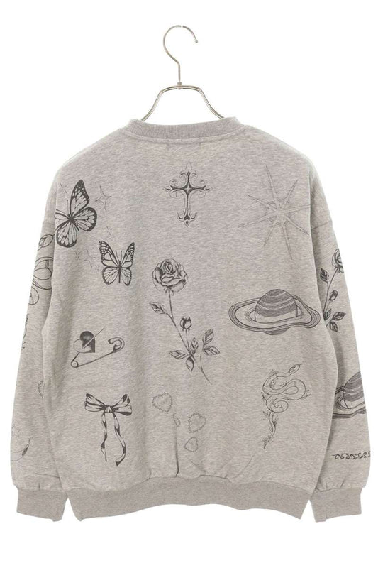 GOD SELECTION XXX Tattoo Print Sweatshirt Gray Size FREE