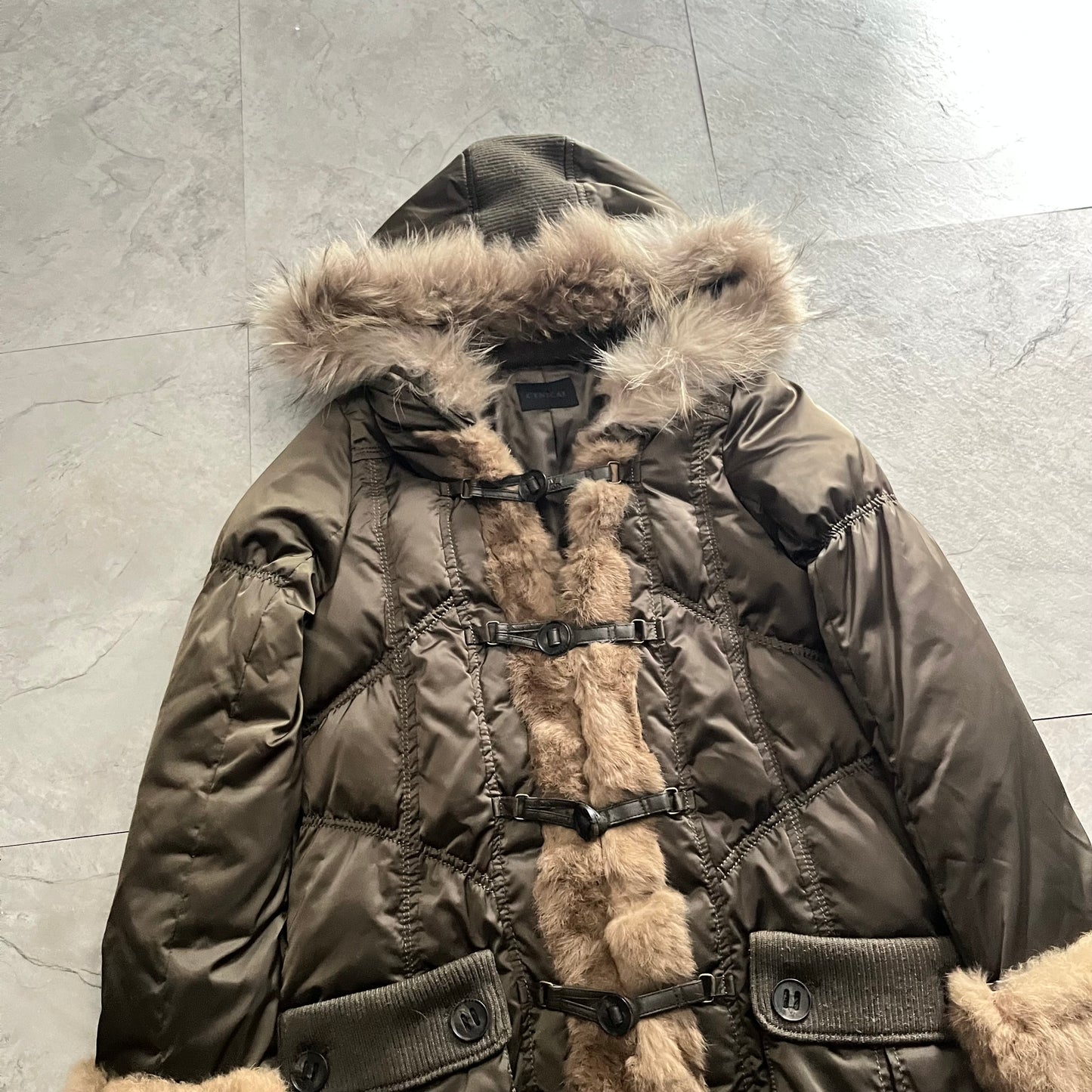 Vintage Green Faux Fur Jacket Size 02