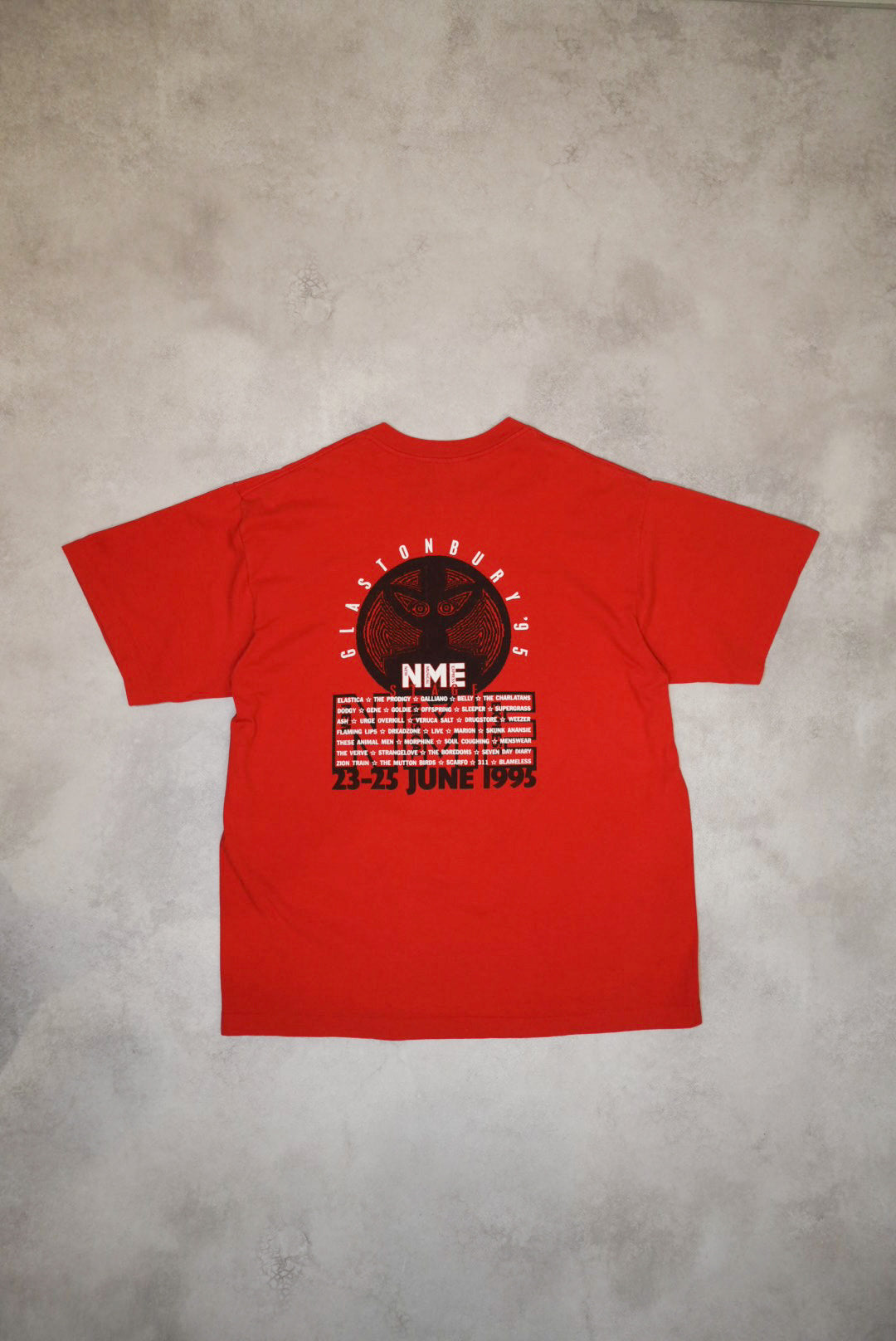 GLASTONBURY 90s NME Prodigy Graphic T-Shirt Red Size XL