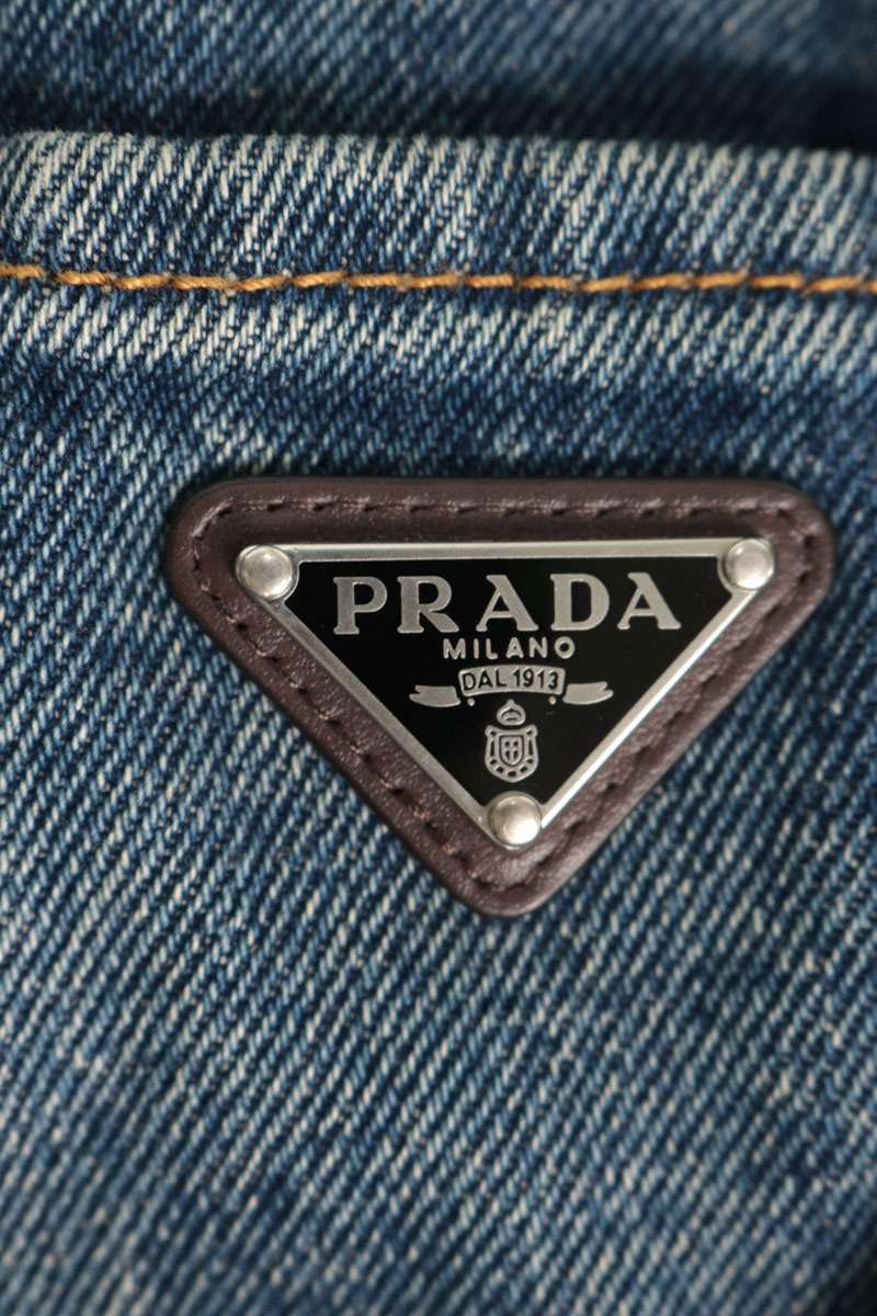 Prada Triangle Plate Indigo Denim Jumpsuit Size 42