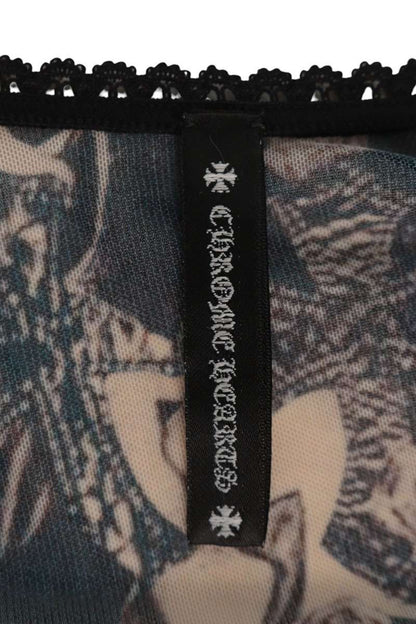 Chrome Hearts Brown Sheer Long Sleeve Print Bodysuit Size XS