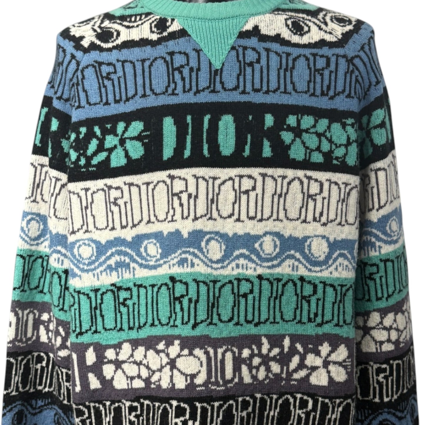 DIOR x SHAWN STUSSY Multicolor Wool Jacquard Sweater Size L