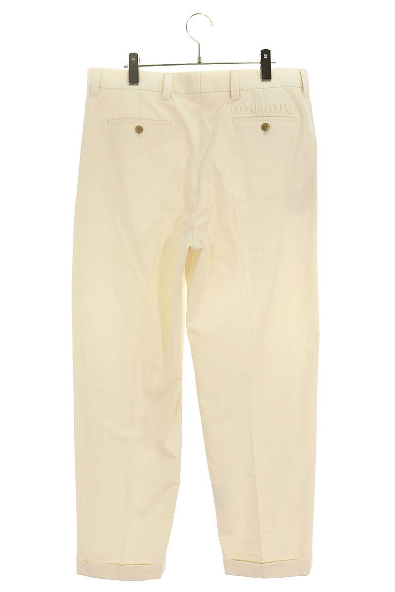 Miu Miu 24SS White Canvas Logo Cotton Pants Size 42