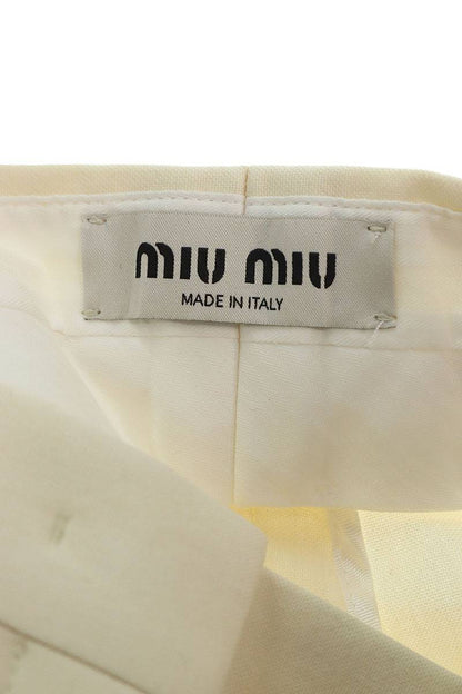 Miu Miu 24SS White Canvas Logo Cotton Pants Size 42
