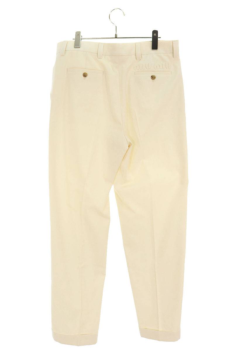 Miu Miu 24SS White Logo Canvas Pants Button Fly Size 40