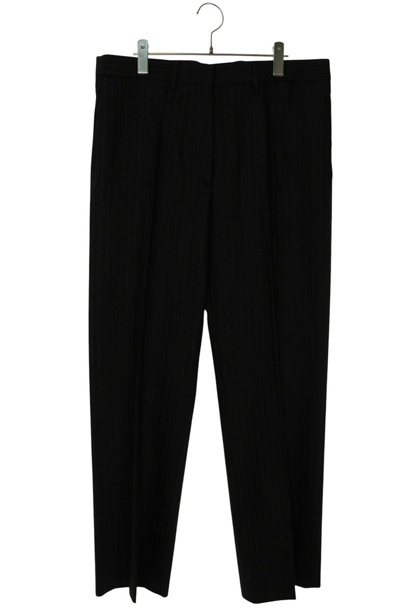 Miu Miu Black Logo Patch Stripe Wool Slacks Size 44