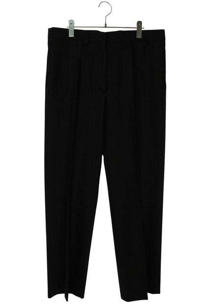 Miu Miu Black Logo Patch Stripe Wool Slacks Size 44