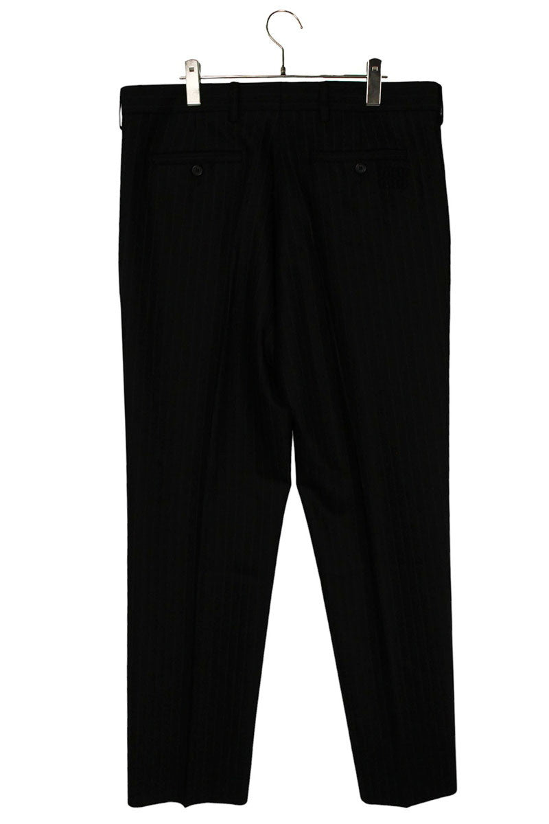 Miu Miu Black Logo Patch Stripe Wool Slacks Size 44