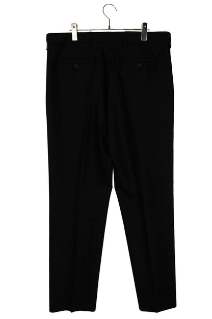 Miu Miu Black Logo Patch Stripe Wool Slacks Size 44