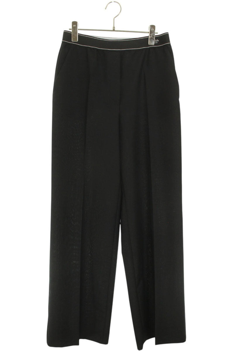 Prada Waist Logo Embroidered Mohair Wool Slacks Size 42